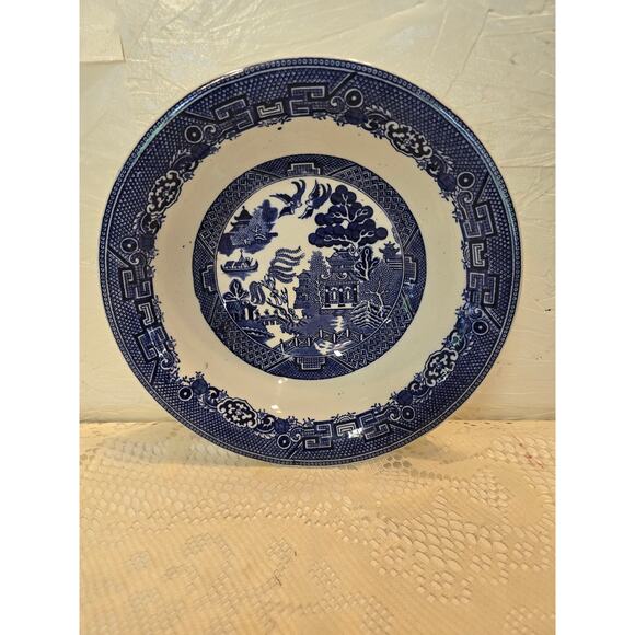 Allertons Flow Blue Willow - England - Flared Serving Blue Willow Vegetable Bowl - Picture 12 of 12